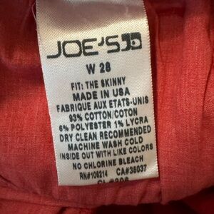 Joe's Jeans Vibrant Red Denim